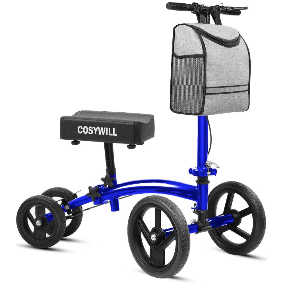COSYWILL Steerable Knee Scooter,Economy Knee Walker,All Terrain Foldable Medical Scooter for Foot Injuries Crutches Alternative,Blue