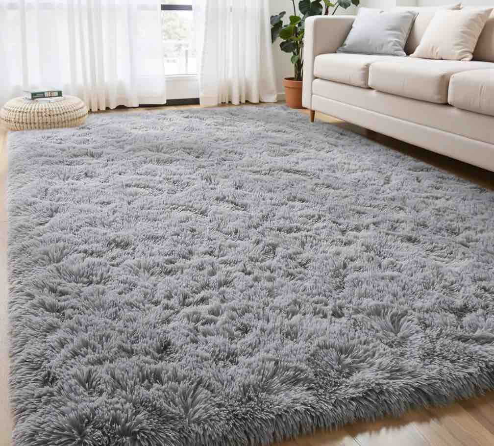Nefoso Shag Area Rug, 8ft x 10ft Soft Fluffy Area Rugs for Living Room Bedroom Decor Carpet, Gray