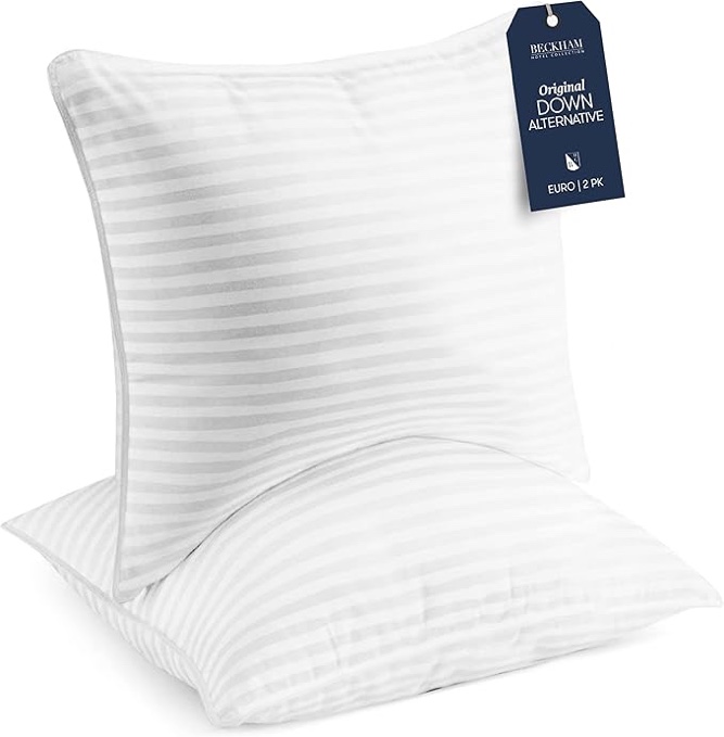 Beckham Hotel Collection Euro Size Throw Pillows (Set of 2), 26 x 26 Down Alternative Pillow Insert 