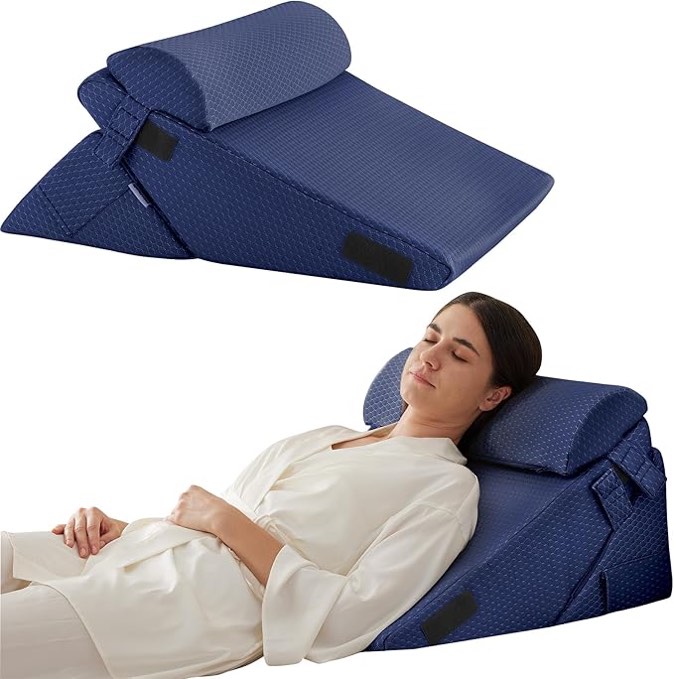 Bedluxe 3Pcs Orthopedic Bed Wedge Pillow Set, Foam Wedge Pillow Post Surgery for Back, Leg and Knee 