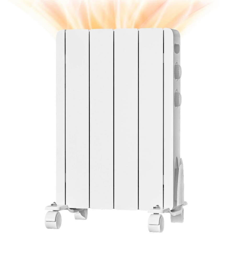 BREEZEHEAT 800W - Electric Wall/Freestanding Aluminium Radiator Heater(Knob control), Adjustable Thermostat, Timer & Safety Protection for Indoor Use in Living Room/Bedroom/Bathroom