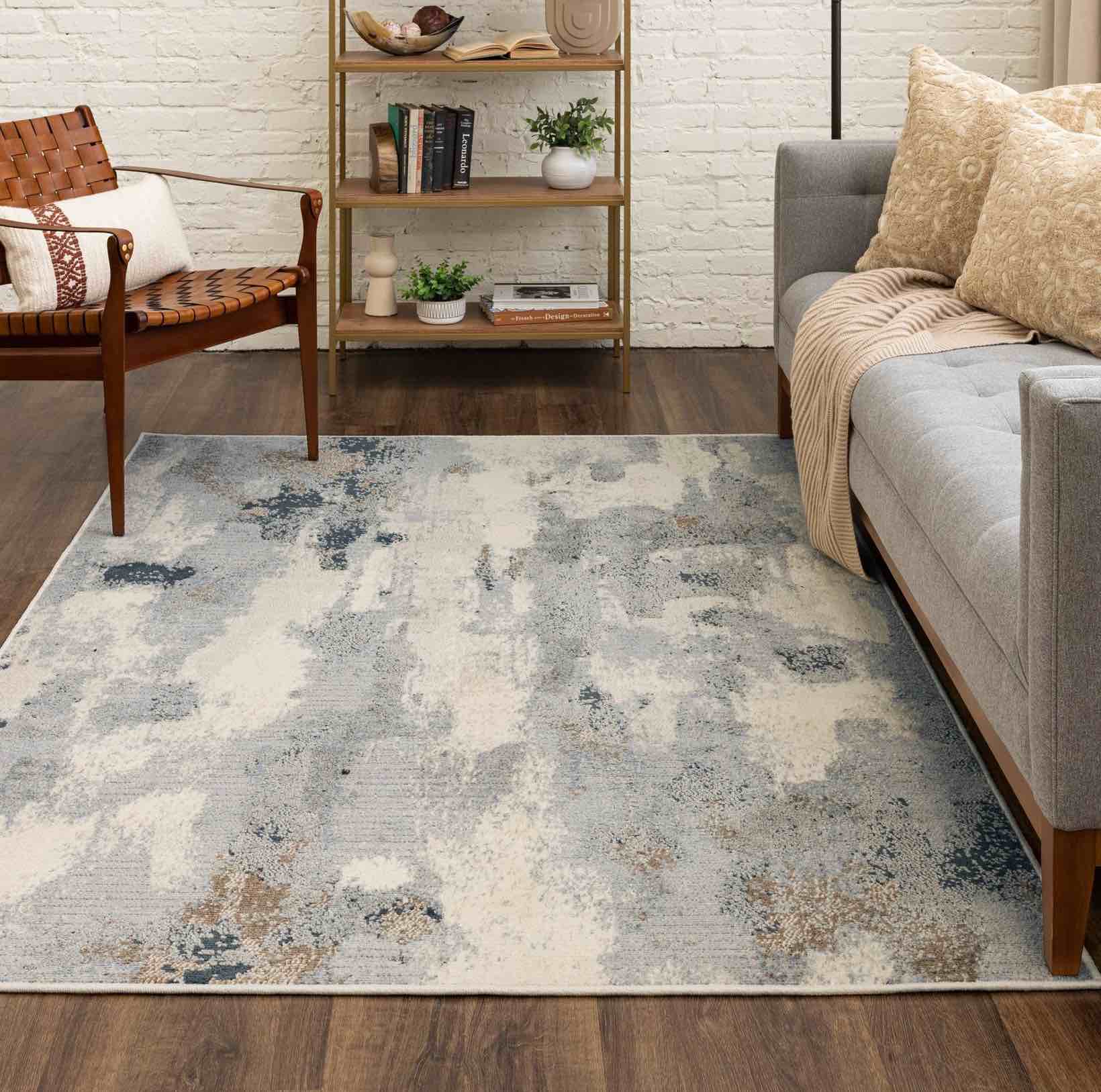 5'x7' Watercolor Area Rug Gray - Threshold™: Geometric Pattern, Skid-Resistant, Medium Pile, Indoor Use