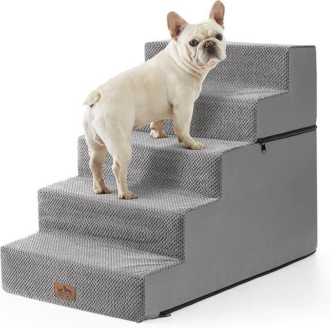 Made4Pets Dog Steps for Bed, Extra Wide Dog Stairs for High Bed Couch Sofa, 35D Foam Pet Steps for S