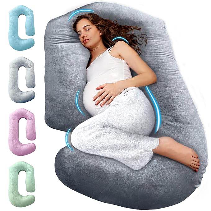 PILLANI Pregnancy Pillows for Sleeping - V C U Shaped Full Body Pillow with Removable Cover, 57inch Cooling Maternity Pillow for Pregnant Women, Support for Back Belly Legs Hip - Pregnancy Must Haves