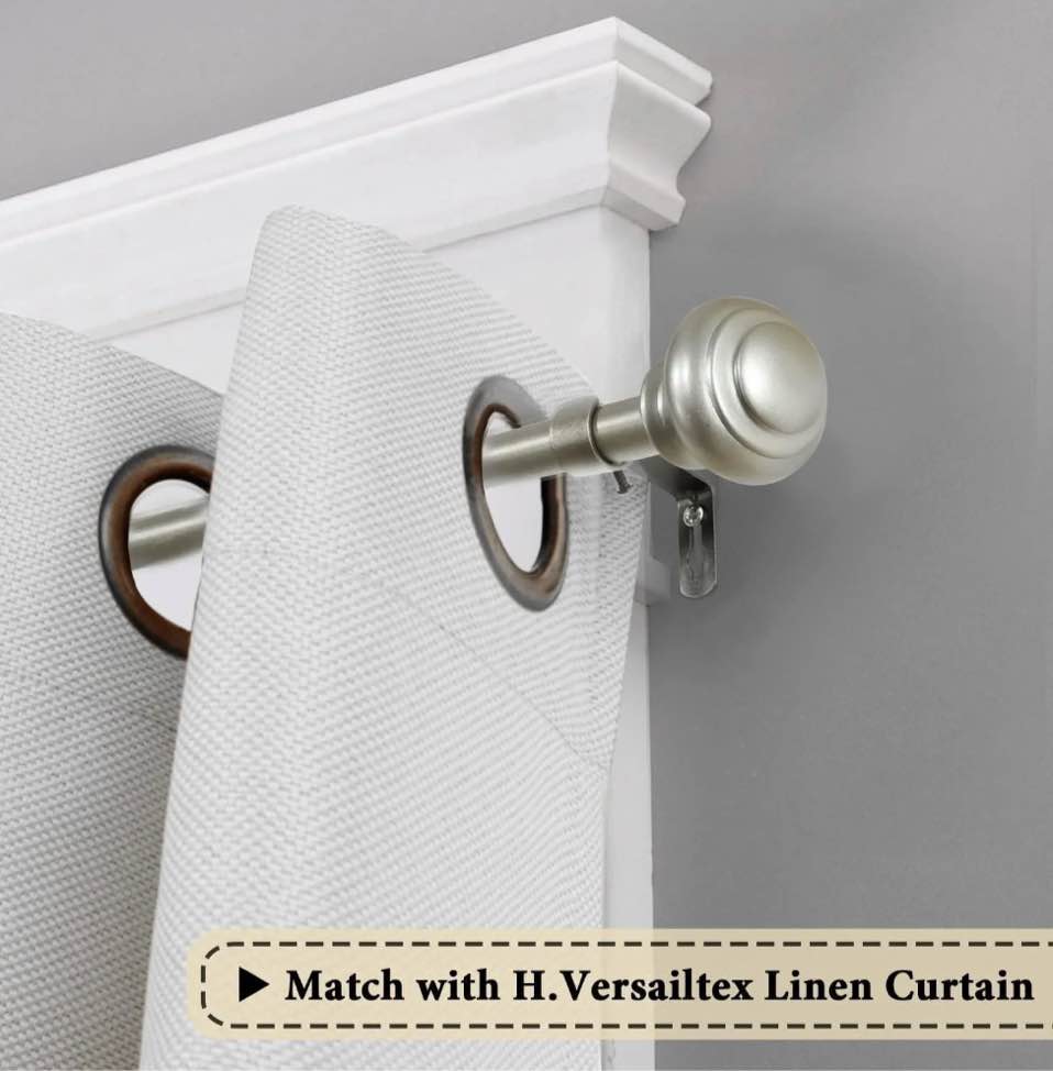 H.VERSAILTEX Single Curtain Rod for Windows 66 - 120", 3/4 Inch Decorative Adjustable Drapery Rods, Nickel
