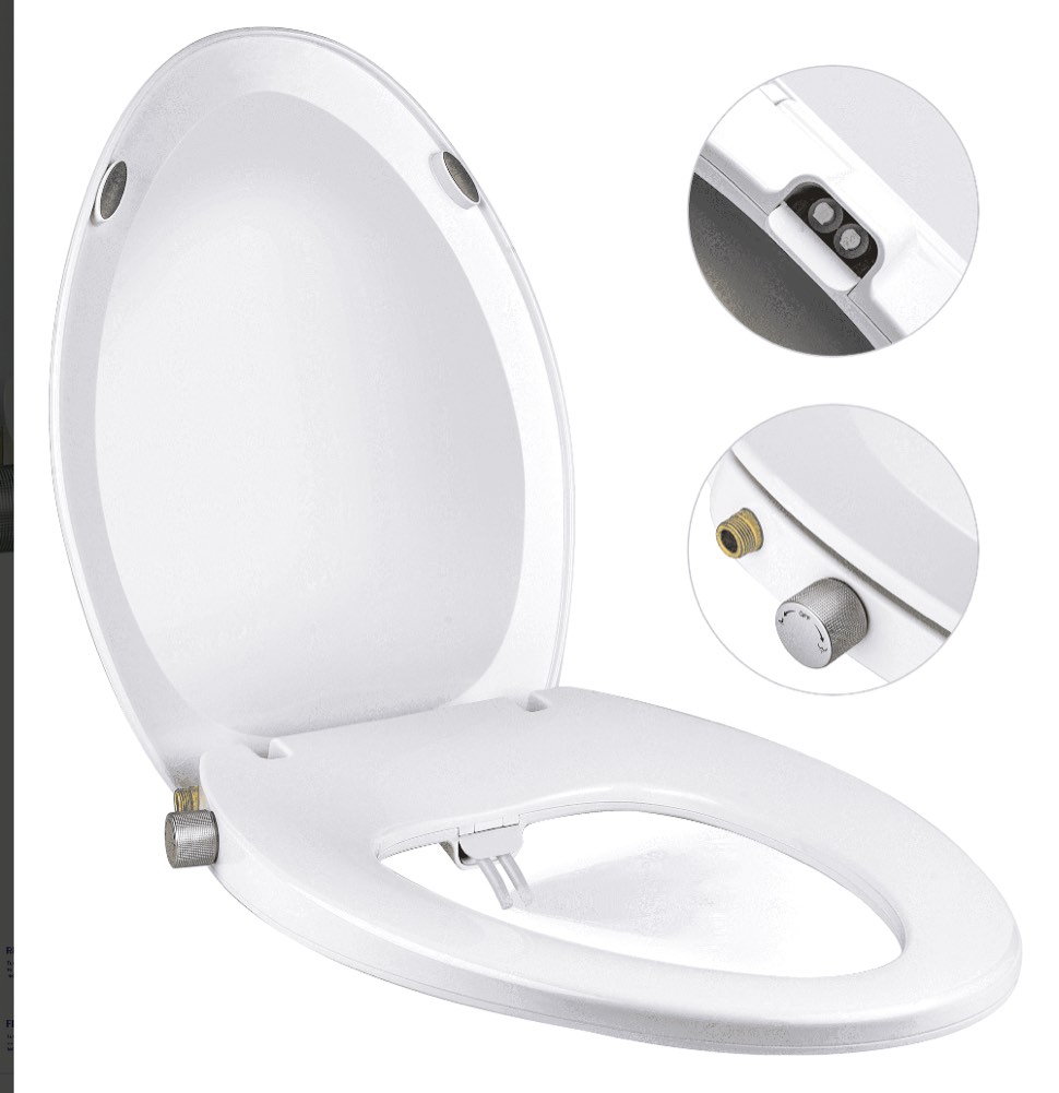 Liba Dual Nozzle Non-Electric Bidet Toilet Seat, Bidet Attachment for Elongated Toilet, Self-Cleaning, Feminine & Posterior