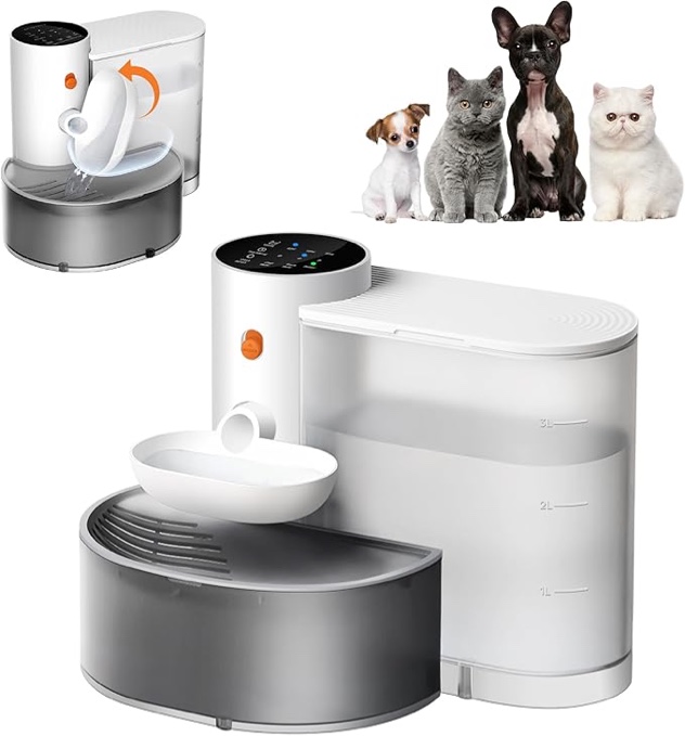 Potaroma Smart Wireless Pet Water Fountain, No Filter, 3.5L Large Capacity, Rechargeable Automatic Water Dispenser for Cats and Small Dogs, Wastewater Separation Always Fresh Water
