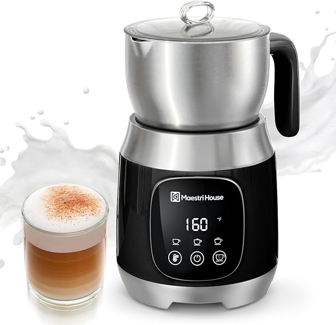 Maestri House Milk Frother, Variable Temp and Froth Thickness DualFro 600 Milk Frother Steamer, 21OZ