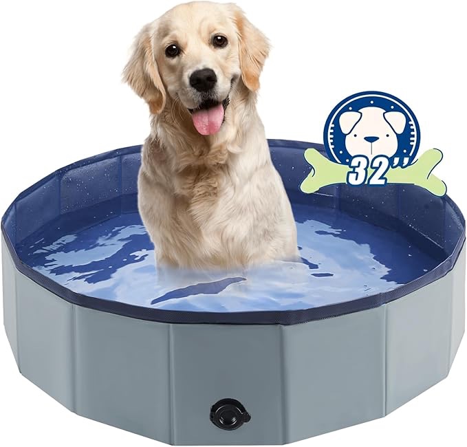 Eooqi Foldable Dog Pool, Portable Pet Bath Tub and Kiddie Swimming Pool, Collapsible Bathtub for Pup