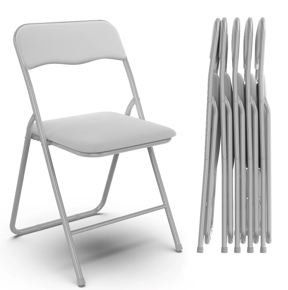 Nefoso 6 Pack Folding Chair with Padded Seats, Portable Metal Foldable Chair for Office Wedding Party, 250lbs Capacity(Gray)