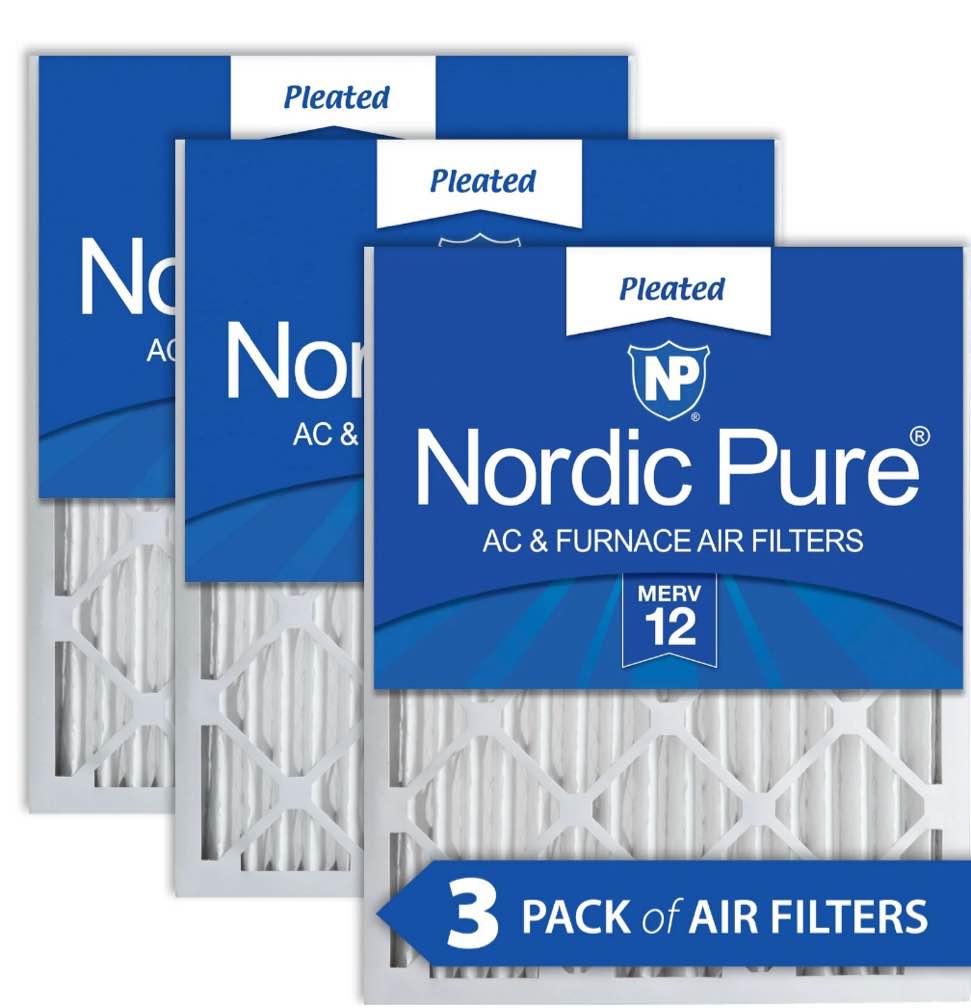 Nordic Pure 20x25x2 Pleated MERV 12 Air Filters 3 Pack
