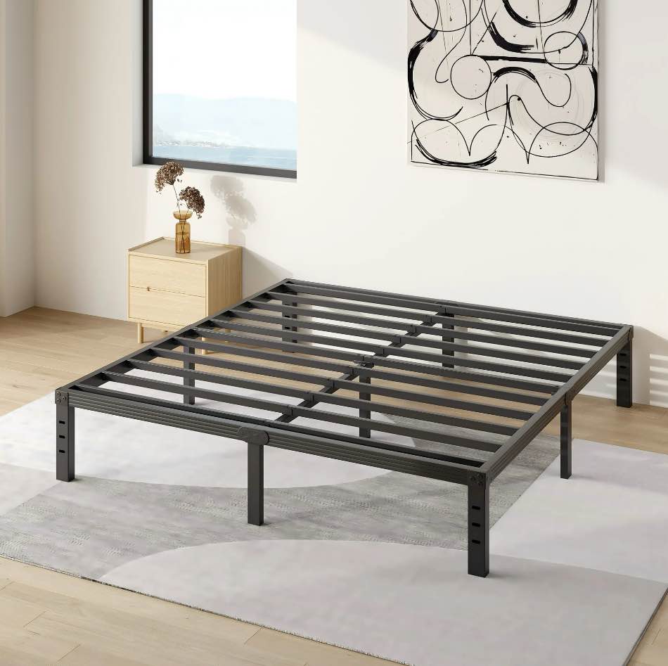 COMASACH 14 inch King Bed Frame, Easy Assembly, No Box Spring Needed, Heavy Duty Metal Platform King Size, Noise Free, Black