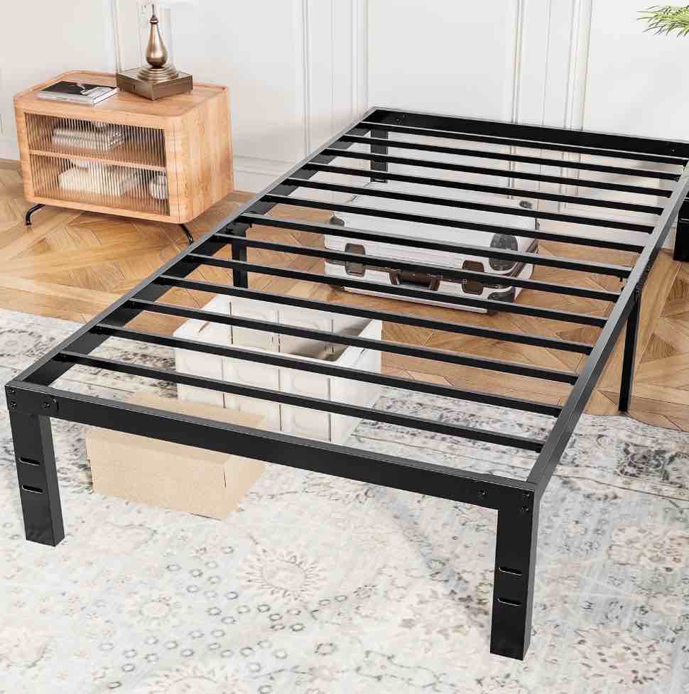 CONCETTA 14" Twin Bed Frame, Heavy Duty Metal Platform Bed Frame with Underbed Storage for Bedroom, No Box Spring Required, Black