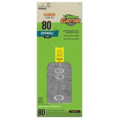Gator 25-Pack 80-Grit 4-1/4-in W x 11-1/4-in L Precut Drywall Sanding Screen Sandpaper