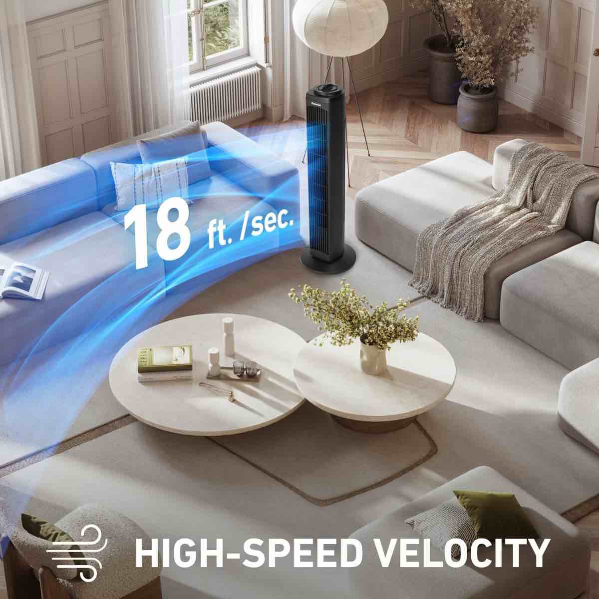 Holmes 29" Manual Tower Oscillating Fan with Clean Breeze