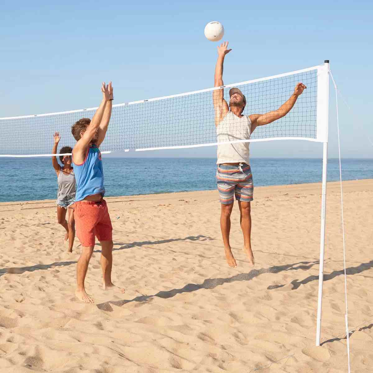 Franklin Sports Steel Volleyball Net System: Lawn Sports Set with Stakes & Net