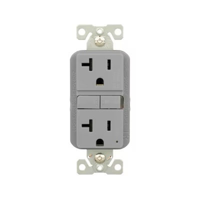 Eaton 20 -Amp 125-volt Tamper Resistant GFCI Residential Decorator Outlet , Gray and Eaton 15 -Amp 125-volt Tamper Resistant GFCI Residential Decorator Outlet , White
