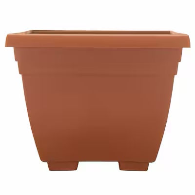 Garden Treasures Square 17.75-in W x 17.75-in H x 17.75-in D Orange Plastic Indoor/Outdoor Planter
