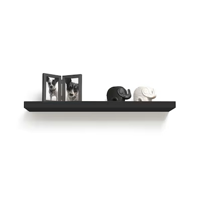 allen + roth 47.4-in L x 7.8-in D x 1.5-in H Black MDF Rectangular Floating shelf
