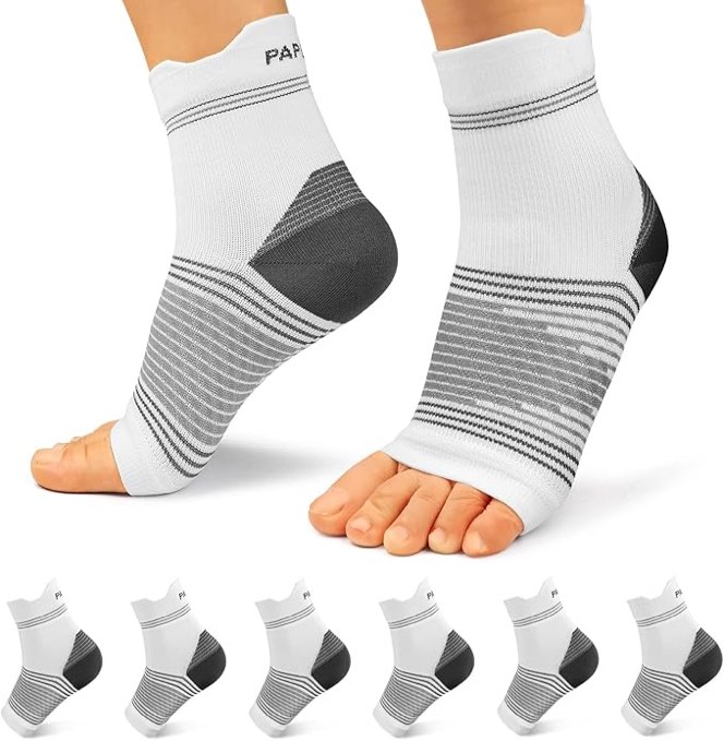 Plantar Fasciitis Sock (6 Pairs) for Men and Women, Compression Foot Sleeves with Arch and Ankle Support (White, Pink, Nude, size Small), See Photo
