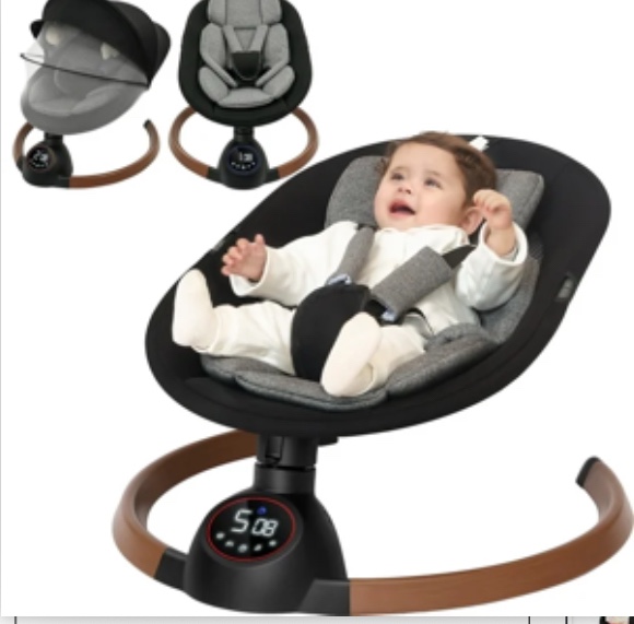 Babyeap Baby Swing for Infants,Bluetooth Control 5-point Harness Newborn Swing,5 Sway Speed,10 Lullabies(Gray)