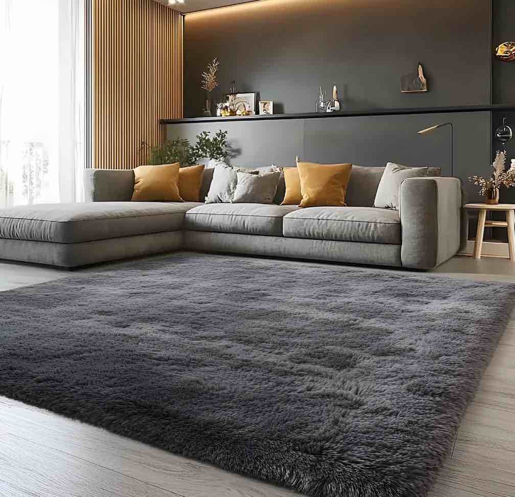 pentantan shag area rugs, 5ft x 8ft soft fluffy indoor carpet for living room bedroom decor, dark gray