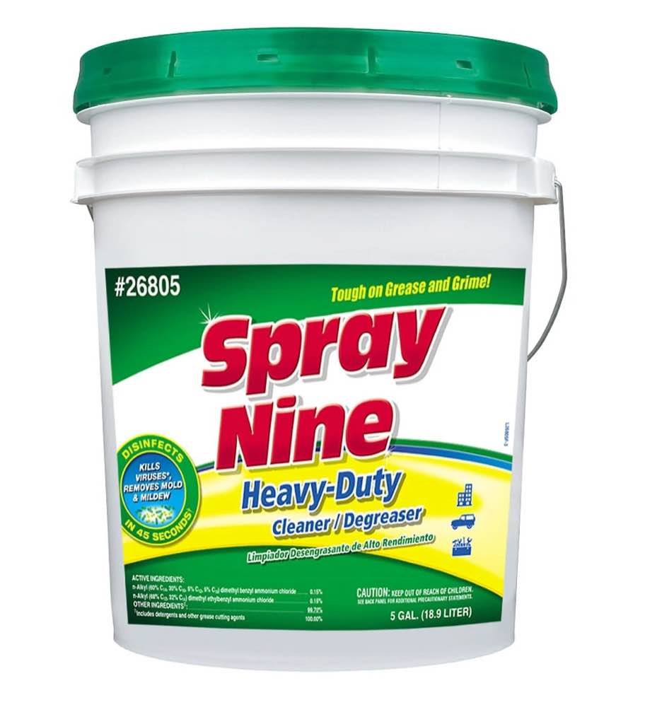Spray Nine Heavy Duty Cleaner, Degreaser & Disinfectant for Kitchens, Bathrooms, Yard Equipment, Automotive & Industrial - Refill for Spray Bottle 5 Gallon Pail 