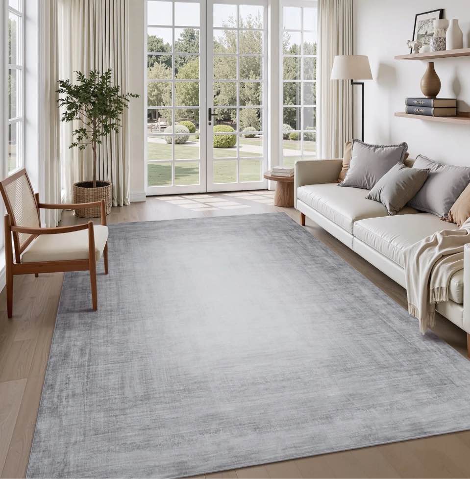 SIXHOME 8'x10' Area Rugs for Living Room Abstract Gradient Area Rugs Machine Washable Rugs Ultra Soft Neutral Carpet Rugs for Bedroom Dining Room Office Playroom Modern Home Decor Non Slip Rug Gray