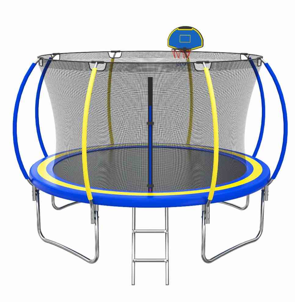 10 FT Trampoline for Kids with Basketball Hoop, SEGMART Upgraded Kids Outdoor Trampoline with Enclosure Net and Ladder, Heavy Duty Round Recreational Trampoline for Indoor Outdoor Backyard