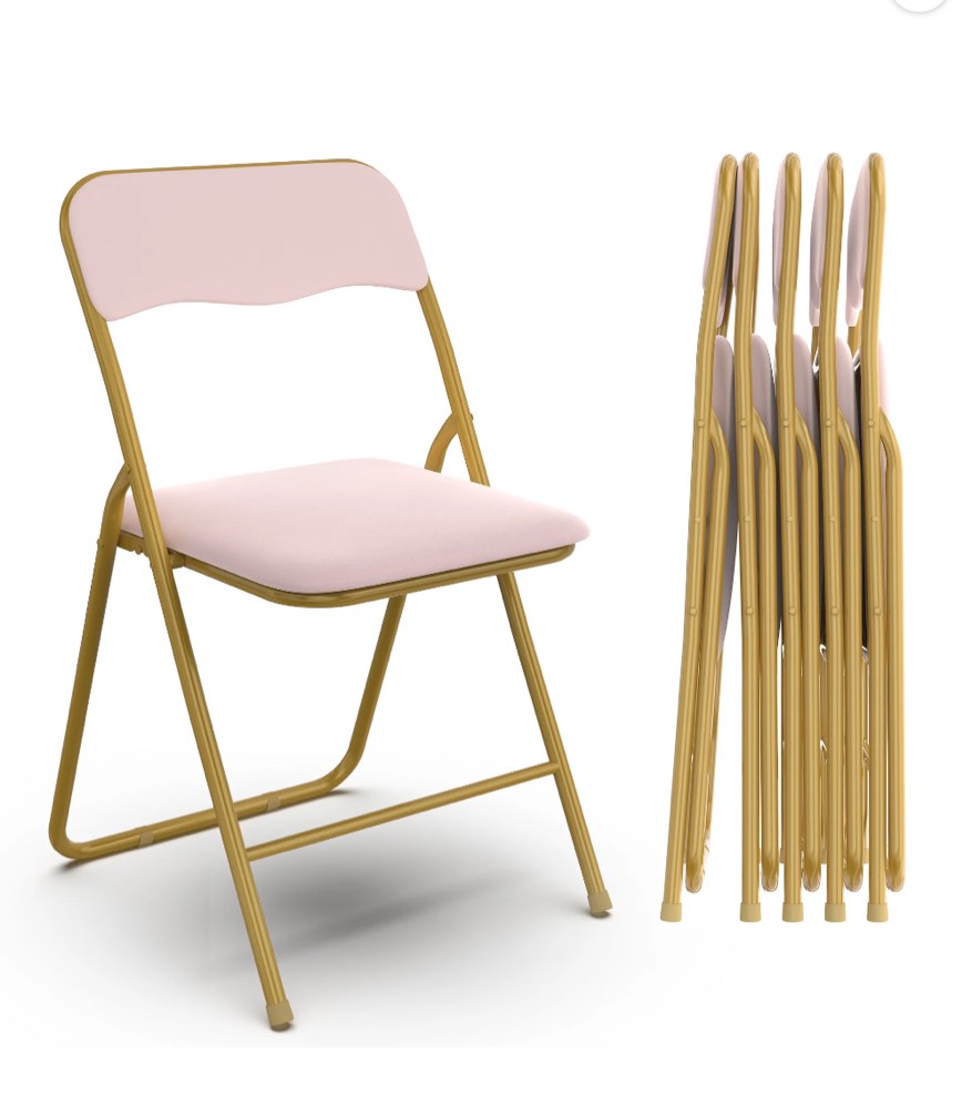Nefoso 6 Pack Folding Chair with Padded Seats, Portable Metal Foldable Chair for Office Wedding Party, 250lbs Capacity(Pink)