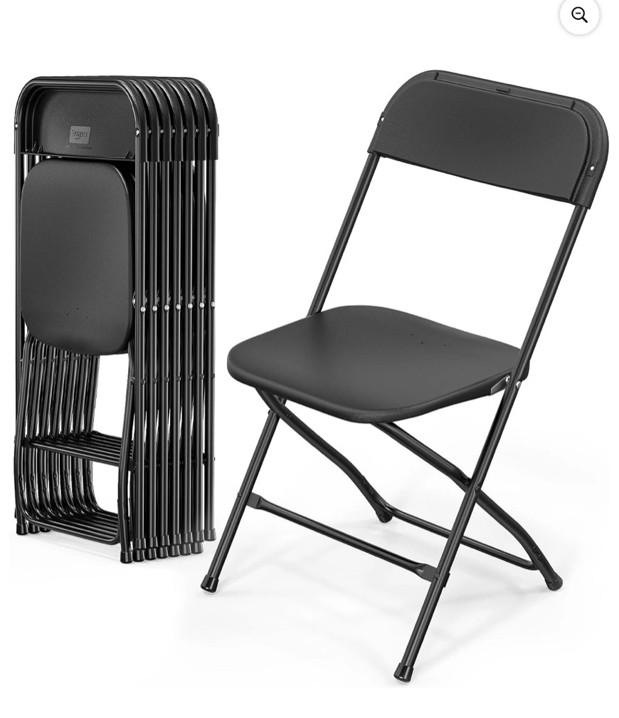 8 Pack Black Plastic Folding Chair, Indoor Outdoor Portable Stackable Commercial Seat with Steel Frame 350lb. Capacity for Events Office Wedding Party Picnic Kitchen Dining