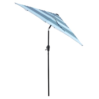 Style Selections 7.5-ft Steel Blue Push-button Tilt Market Patio Umbrella