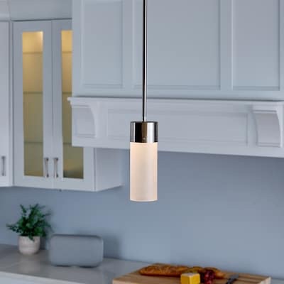 origin 21 lynnpark 1 -light brushed nickel modern/contemporary cylinder integrated led mini hanging pendant light