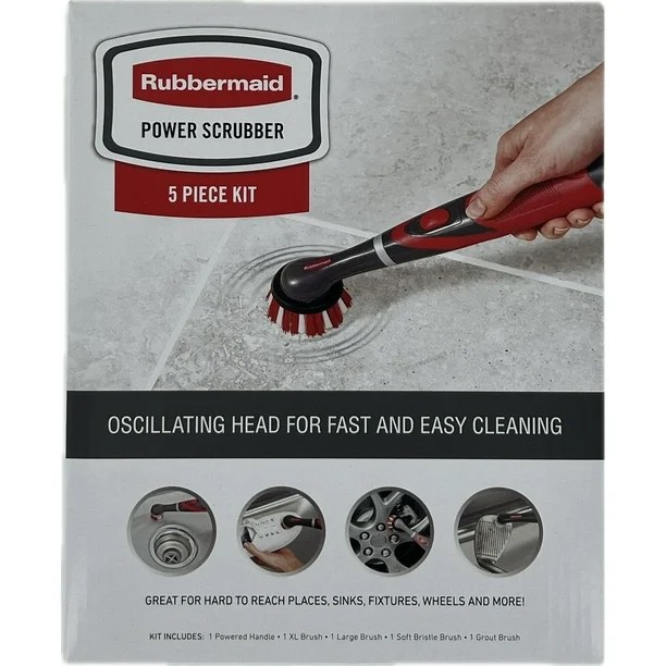 rubbermaid power scrubber battery operated 5 piece kit