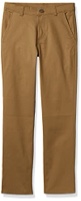 Nautica Boys' Big Flat Front Stretch Twill Chino Pant, Burnished Khaki, 20
