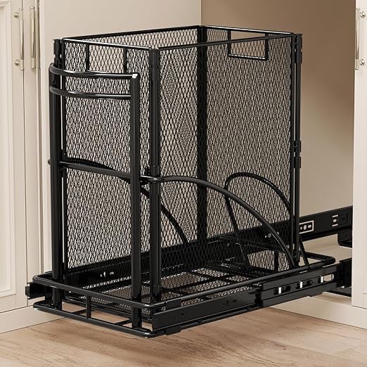 anasta single pull out trash can under cabinet 7-13 gal, heavy duty under sink garbage can, 50qt slide out waste bin for 13" wx 17" hx 19" d base cabinet, trash bin holder for drawer/counter, no can