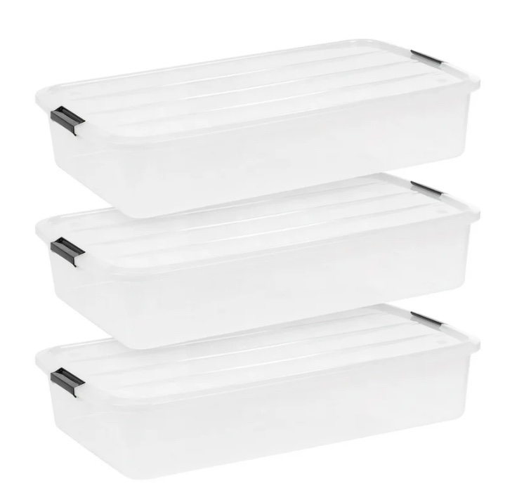 iris 50 qt. plastic storage bins with lids, stackable storage containers, totes, 3 pack