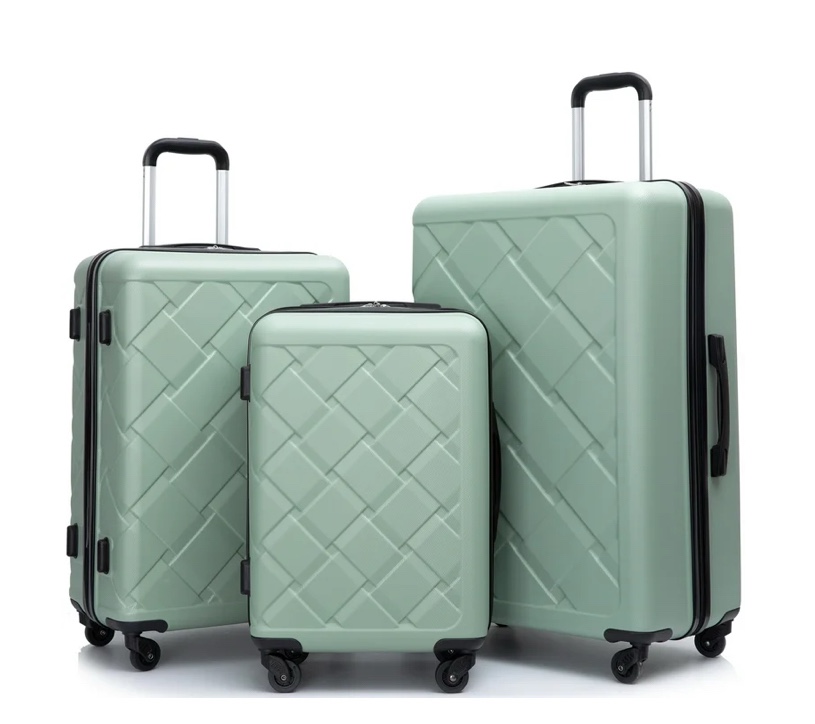 Amalodie 3 Piece Luggage Sets,ABS Hardside Suitcase,Carry On Luggage with Lightweight Durable Spinner Wheels,Green