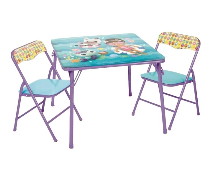 Gabby's Dollhouse Child 3-Piece Table and Chairs Set, Purple