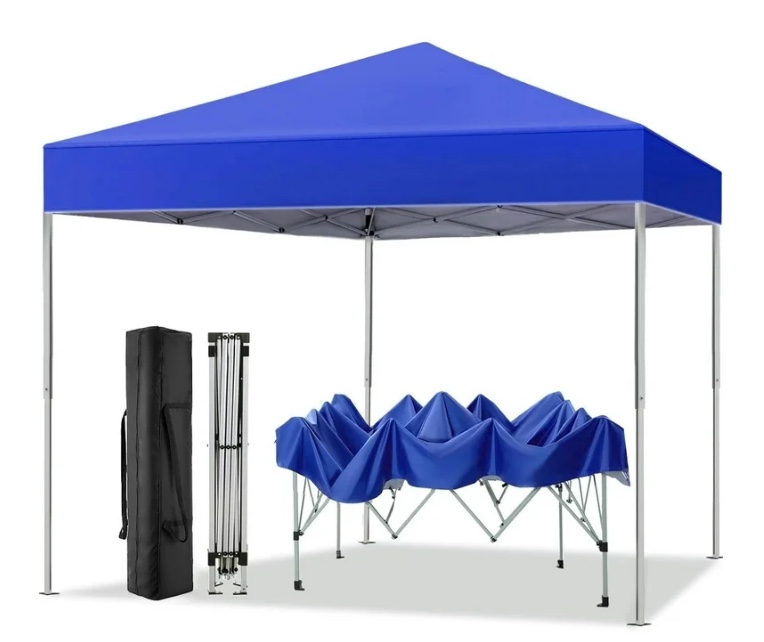 GVDV Canopy Tent, 10x10 ft Easy Pop up Outdoor Canopy Tent, Portable Straight Leg Gazebo Instant Canopy, Blue