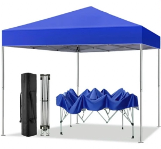 GVDV Canopy Tent 10x10 Pop up Canopy Outdoor Shade with Wheeled Bag Easy up Sun Shelter with Vents Blue