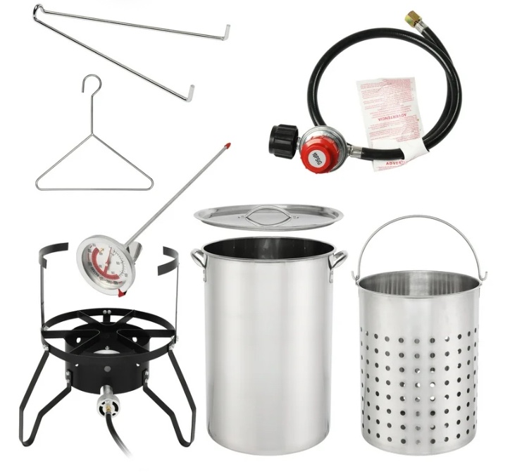 Zimtown 50qt Propane Fryer Kit Turkey Fryer Fish Fryer Outdoor Fryer Stainless Steel Propane Boil Pot Portable Deep Frying/Boiling