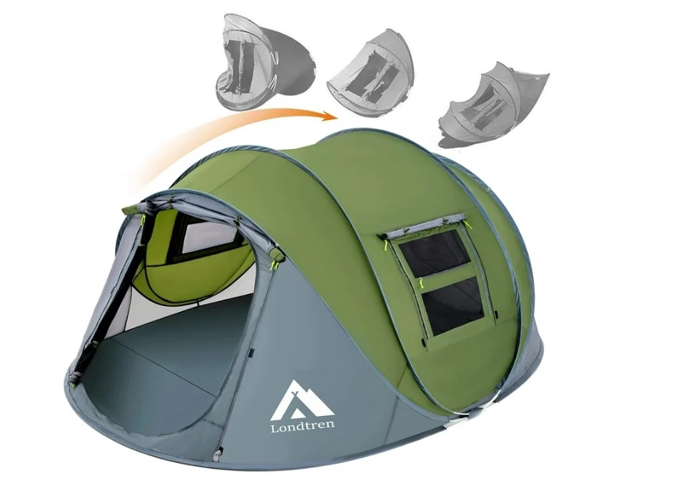4 Person Easy Pop Up Tent Waterproof Automatic Setup 2 Doors-Instant Family Tents for Camping Hiking & Traveling