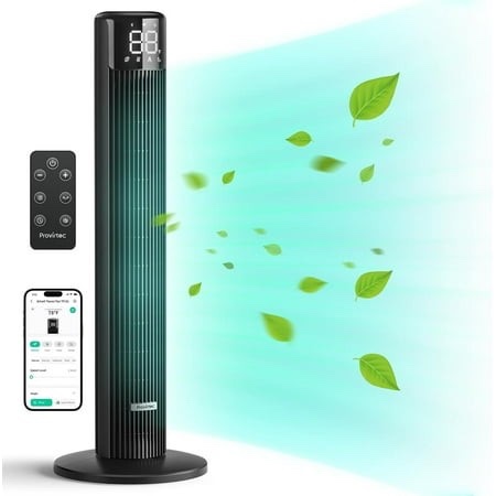 windmaster smart tower fan for bedroom, 90° oscillating floor tower fan cold, quiet cooling tower fan for home, 36 inch tall standing tower fan 6 speeds, 24h timer works with app & remote