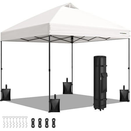 SPECSTAR 10x10ft Pop-up Canopy Tent One Push Setup Tent with Wheel Carry Bag and 4 Sandbags, White