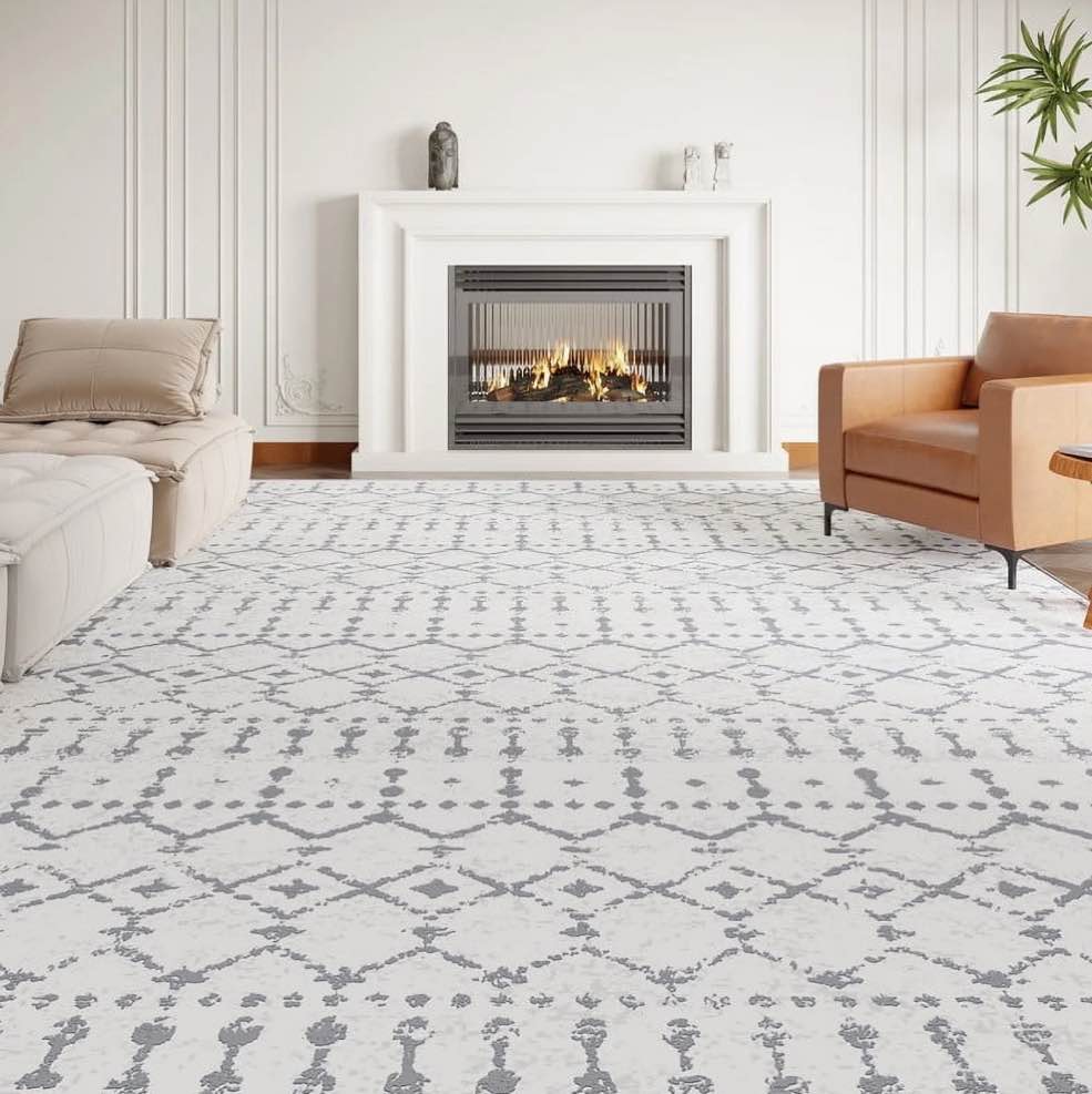 YOUPINS 5'x8' Area Rugs,Large Soft Bohemian Moroccan Area Rugs for Living Room Bedroom Dining Room Modern Decor Carpet,Washable,Gray