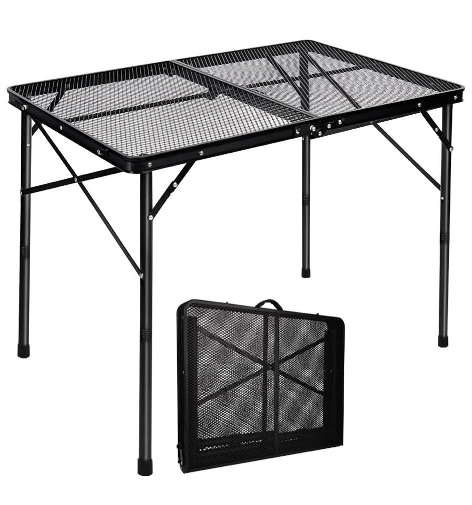OHHANI Camping Table, Folding Grill Table 3Ft, Portable Outdoor BBQ & Picnic Table, Easy Storage, Black