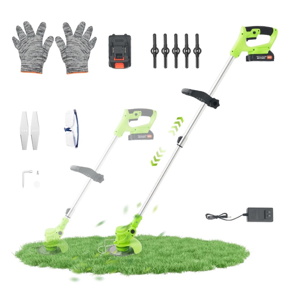 chichomey weed wacker and string trimmer, brushless motor, 3 blades, adjustable length - lightweight lawn edger & brush cutter for yard and garden