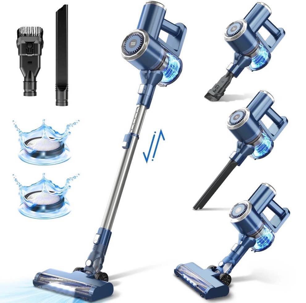 Prettycare Cordless Stick Vacuum Cleaner Lightweight Upright for Carpet Hard Floor Pet Hair W200