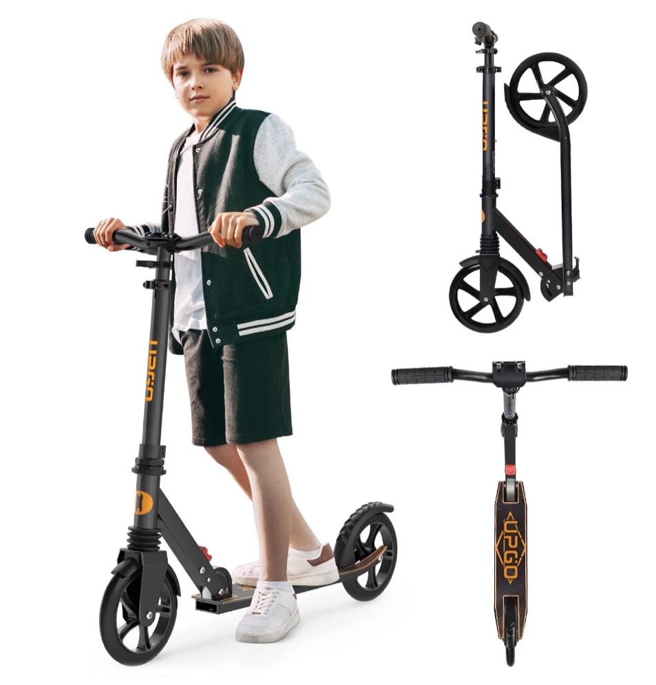UPGO Kick Scooter for Ages 6+, Kids, Teens & Adults, 240 LB Max Load, Foldable, 8-Inch Wheels, Orange
